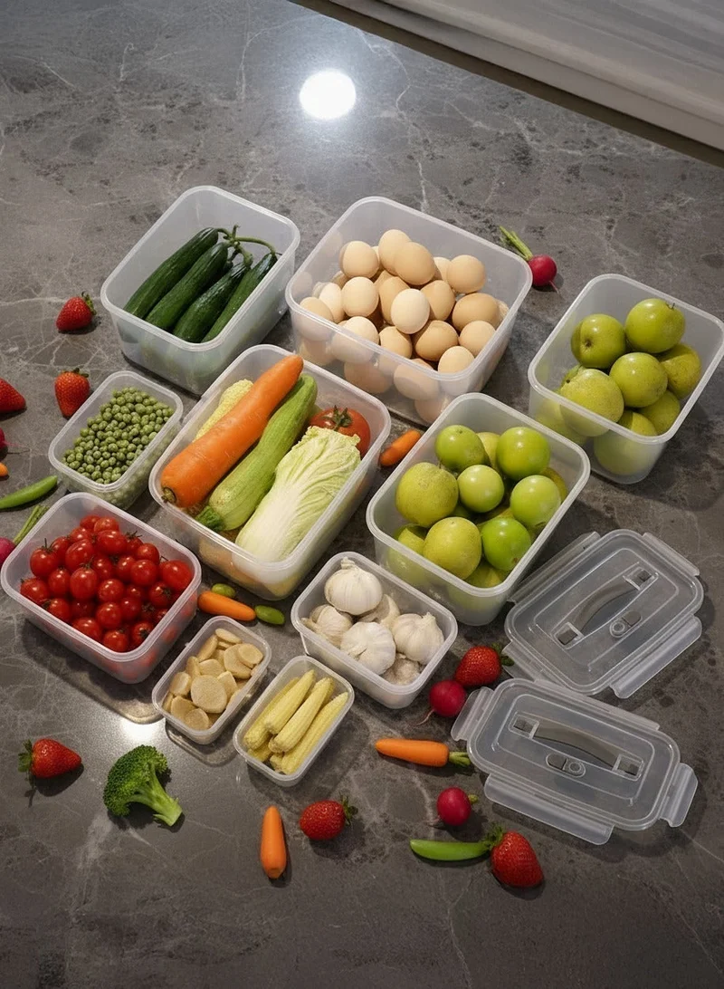 YAH Creation 9 YAH Prestigious Kitchen Storage Containers Set with Smart Handles / Top Ventilation Hole - Airtight, Microwave & Freezer Safe | Fridge & Pantry Durable Organizers | In-Out Door Usage.